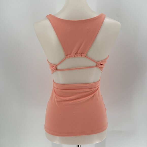 Susana Monaco Peach Tank Top S Back Cutout Nylon/Spandex Blend Made In USA - Picture 2 of 7